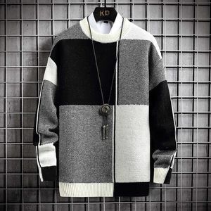 Blusas masculinas Sweter Kotak-Kotak Musim Dingin 2022 Pulover Harajuku PRIA Pullover Setengah Turtleneck Hangat Tebal Fashion Kualitas G221010