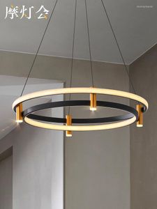 Pendelleuchten, moderner minimalistischer Kronleuchter, kreatives Wohnzimmer, Restaurant, Café, Persönlichkeit, Ring, LED, nordische Beleuchtung