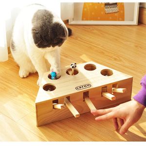 Brinquedos de gato Puzzle engraçado Puzzle de madeira sólida Whack A Mole Game Interactive Catch Hunt Mouse Games Kitten Cats Toy Goods Triângulo