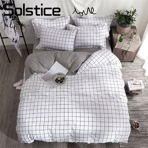 Set di biancheria da letto Solstice Home Textile Black Lattice Copripiumino Federa Lenzuolo Simple Boy Girls Set di biancheria da letto Single Twin Double Cover Beds 221010