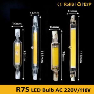 Tubo di vetro COB 78mm 118mm Lampadina J78 J118 ad alta potenza AC110V 220V Illuminazione domestica Sostituire la lampada alogena