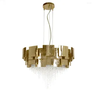 Подвесные лампы постмодернистская модельная комната хрустальная люстра из нержавеющей стали металлическая художественная дизайн обеденный свет роскошный жизнь