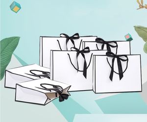 Creative Gift Wrap Large Black border White kraft paper bag with handle Wedding Party Favor bowknot Paper-Gift Bags SN4962