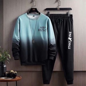 Męskie ścieżki ślady mężczyźni mężczyźni swobodny długie rękawie męskie dwupoziomowe bluzy zestaw Hip Hop Fashion Streetwear Autumn Men Set 5xl 221010