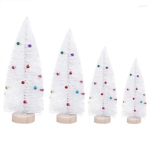 Christmas Decorations W3JA 15/20/25/30cm Mini Tree Miniature Ornament White Pine Sisal Cedar With Colorful Bells Decoration