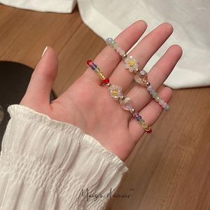 Länk armband grossist koreansk mode klar akryl blommor pärlor boheme sommar kvinnor