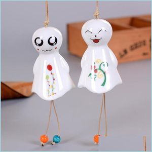 Decorative Objects Figurines Small Belly Sunny Day Ceramic Wind Chimes New Car Decorations Couple Birthday Gifts And Crafts Drop D Dhdfk