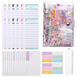 Gift Wrap -28 Pcs A6 Binder Budget Envelopes Money PVC With Transparent Bag Sheet Color Stickers Ruler
