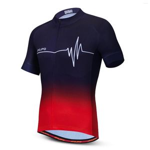 Jackets de corrida Jersey de ciclismo masculino MTB Bike Shirt Road Mountain Road Bicycle Tops Use Hombre Black Red