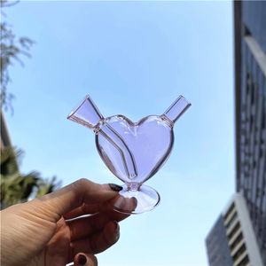 1pcs Smoking Accessories Hookahs Pink Dab Rig Oil Burner Glss Water Pipe love-heart tobacco