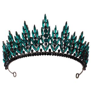 검은 크리스탈 잎 파티 생일 Tiaras Crown Headdress Rhinestone Pageant Diadem Bride Headband Wedding Hair Jewelry