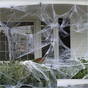 Andere festliche Partyzubehör Halloween-Dekorationen Künstliches Spinnennetz Super elastisches Band Horrorszene Dekoration Requisiten Drop Deliv Dhwce