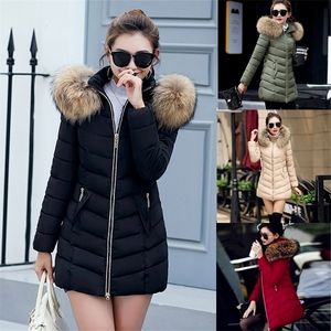 Parkas ZOGAA Winter Womens Long Section Slim Jacket Large Fur Collar Down Cotton Coat 221010