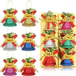 Christmas Decorations 6pcs/set Hanging Bell Decoration Colorful Powder Plastic Bells Tree Accessories Pendants Home