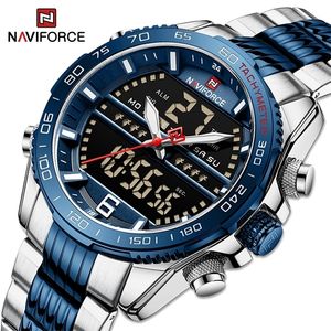 Armbanduhren Luxusmarke NAVIFORCE Digitale Sportuhr für Männer Stahlband Wasserdichter Chronograph Wecker Leuchtende Quarz-Armbanduhr Mann 221010