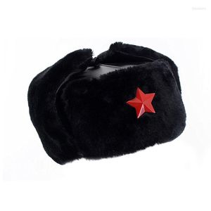 Berets Winter Bomber Hats For Men Women Faux Leather Pilot Russia Trapper Cap Warm Fleece Ear Flap Ushanka