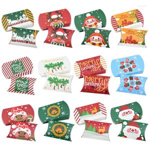 Hediye Sargısı 12 PCS Mutlu Noeller Kraft Kağıt Şeker Kutusu Karikatür Santa Snowman Xmas Navidad 2022 Yıl