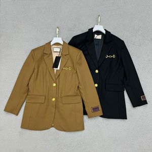 Gold Button Women Jackets Winter Fall Personality Blazer Coat Ladies Formal Elegant Jacket Outerwear