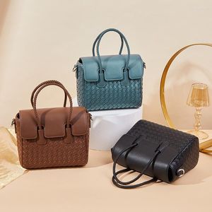 이브닝 가방 Johnature Fashion Cowhide Woven Women Handbag Leisure 다용도 대용량 휴대용 단색 어깨 메신저