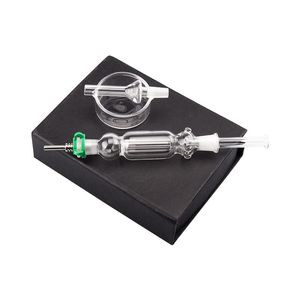 Paladin886 NC002 Pipa da fumo Dab Rig Bubbler Bong Confezione regalo nera Clip per unghie in acciaio inossidabile da 10 mm Piatto di cera Tubi in vetro Perc d'acqua in linea