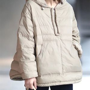 Kvinnor Down Parkas Winter Oversize Hooded Jacket Women Lose Zipper Padded Hoodie Casual Ultralight Solid Coat Kvinnlig tjockare ytterkläder med Pocket 221010