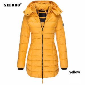 Kvinnor Down Parkas Needbo Long Puffer Winter Jacka Women Hooded Parka Warm Female Coat Plus Size 3XL Casual Cotton Padded Parkas 2021 T221011