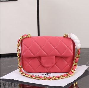 Handtasche für Frauen Umhängetaschen Mode echte Ledertasche Trendy Vintage Pink Chain Female Geschenktüte für Freunde