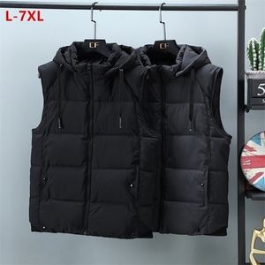 Erkek Yelekler 7xl Sıcak Erkekler Yelekler 140kg Hoodies Kalın Kolsuz Ceketler Sonbahar Kış Artı Boyut 6xl 5xl Siyah Erkek Erkek Erkek Yelek Gevşek Ceket 221010