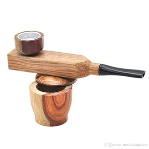 Glaspfeife Rauchzubehör Tabakpfeifen Metallschale Tragbares Holz mit Vorratsglas Bong Dab Rig