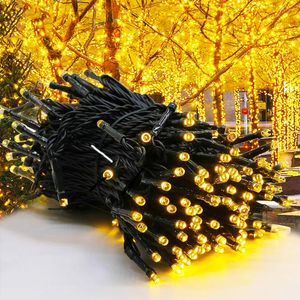 Strings Solar Wire Fairy Starry String Lights 8 Belysning Modesfor inomhus utomhus Xmas Tree Wedding Party Decoration 72ft 200 LED