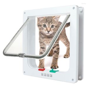 Cat Carriers Dog Flap Door With 4 Way Security Lock Dogs Cats Pet Puppy Kitten Plastic Gates Doors