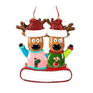 Dekoracje świąteczne Rodziny Rodziny Wisior Decor Decor Elk Ornaments żywica z jasnymi kolorami Chrystus