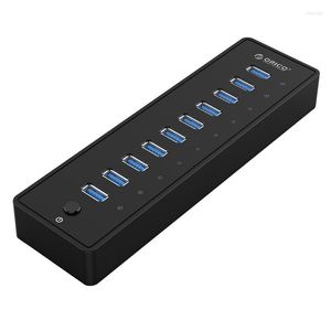 Porty USB3.0 Hub Desktop 12V3A Zasilacz z 1,0M kablowym kabel ognioodporny ABS dla Mac Laptop Black P10-U3