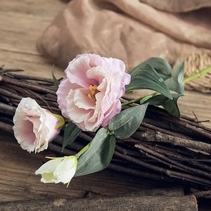 3 Köpfe künstliche Eustoma Blumen gefälschte Seide Lisianthus Faux Blumen Hochzeitsstrauß Home dekorative Accessoires F88295c