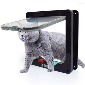 Cat Carriers Intelligent Pet Door 4-way Lock Safety ABS Plastic Dog Baffle Controllable Switch Direction Small Accessories