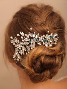 HEDCECKES Fashion Blue Crystal Srebrny Rhinestone Bridal Hair Bejdia Ręcznie robione opaski na głowę Akcesoria ślubne do nakrycia głowy