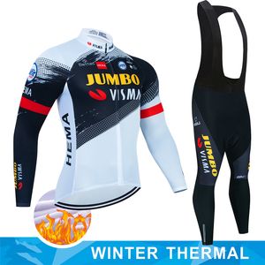 Cycling Jersey Sets Sports Clothing Men Set Jumbo Visma Uniform Men's Jacket Winter Man Bike Fleece Mtb Male Clothes Suit Costume Bib 221011