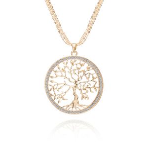 Pendant Necklaces Necklace For Women Celtic Tree Of Life With Cz Crystal Girls Long Chain Drop Delivery 2022 Am36V