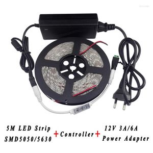 Remsor 10Sets/Lot 50m 3528 5630 LED -stripvattentät flexibelt ljus 60LEDS/M 3 Keys Controller 12V 2A/6A Strömförsörjningsadapter