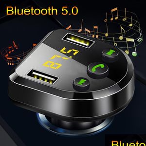 Bluetooth Car Kit Wireless Hands Bluetooth 5.0 FM Senderauto MP3 Player Spannung Erkennung Dual USB -Ladegeräte u Festplattenabfall D DH1CE