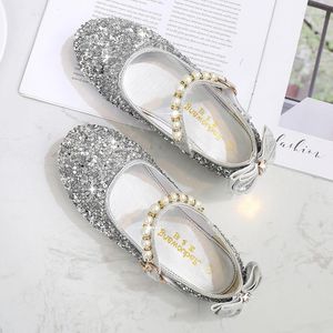 Flat Shoes Kids Leather Clystone Princess for Girls Children Party Dance Student Flats Performance