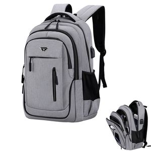 Skolväskor Big Capacity Men Backpack Laptop 156 Oxford Grey Solid High School Bags Teen College Student Back Pack Multifunktionell Bagpack 221011