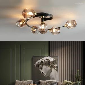 Chandeliers Nordic LED Ceiling Pendant Lamp For Living Room Dining Kitchen Bedroom Modern Glass Molecular Hanging Chandelier Home Lighting