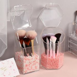 F￶rvaringsl￥dor Transparent akryl Makeup Brush Holder Organizer Cosmetic Pencil Lipstick Desk Container Table Box