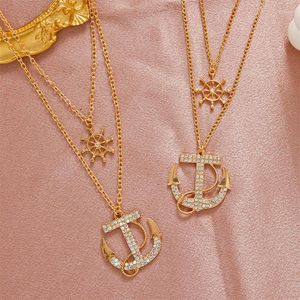 Chains European And American Fashion Simple Double Anchor Necklace Clavicle Retro Temperament Chain Sweater Female 2022