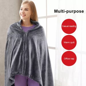 Electric Blanket USB Charging 3 Gear Heated Flannel Throw Blankets Warm Shawl Heating Plush Throw wrap Electrothermal Pad