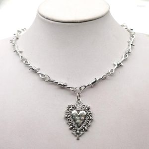 Hänge Halsband Gotisk Vintage Sacred Heart Charm Halsband För Kvinnor Mode Hednisk Häxa Smycken Present Personlighet Taggar Kedjeängel
