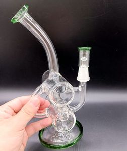 Mini bong in vetro verde per acqua, narghilè spessi, tubi per fumo, olio, narghilè, narghilè con accessori