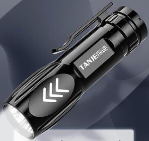 mini USB rechargeable flashlight Portable Outdoor pocket Torch Light With pen clip Hiking fishing camping Lamp lights