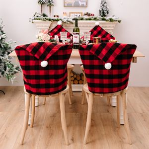 Christmas Santa Hat Covers Buffalo Plaid Table Frea Slipcovers Holiday Kitchen Home Decor XBJK2210